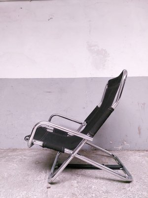 Black Folding Chair in Chrome, 1980s-AIF-1795937