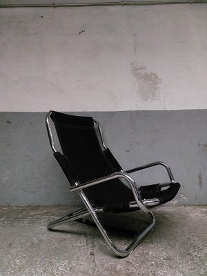 Black Folding Chair in Chrome, 1980s-AIF-1795937