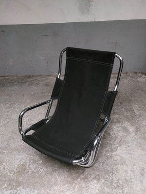 Black Folding Chair in Chrome, 1980s-AIF-1795937