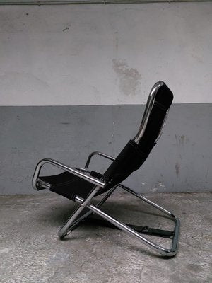 Black Folding Chair in Chrome, 1980s-AIF-1795937