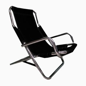 Black Folding Chair in Chrome, 1980s-AIF-1795937