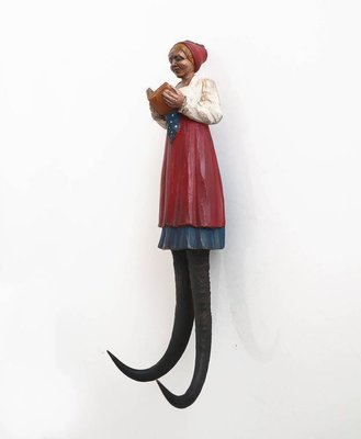 Black Forest Figural Carved Wall Hooks, 19th Century, Set of 2-DEK-932454