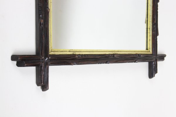 Black Forest Hand-Carved Mirror with Gilt Bar, Austria, 1880s-TQA-1322376