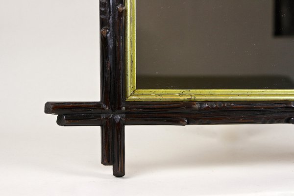 Black Forest Hand-Carved Mirror with Gilt Bar, Austria, 1880s-TQA-1322376