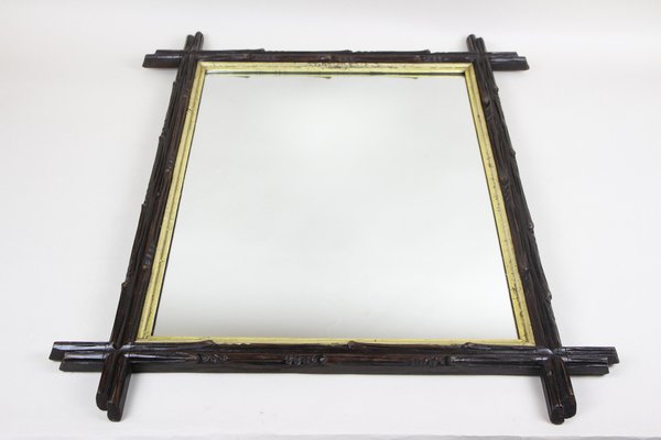 Black Forest Hand-Carved Mirror with Gilt Bar, Austria, 1880s-TQA-1322376