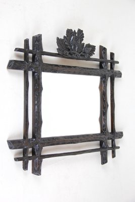 Black Forest Hand-Carved Mirror with Oak Leaves, Austria, 1880s-TQA-1322236