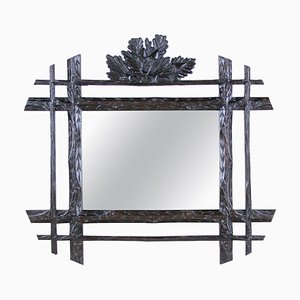 Black Forest Hand-Carved Mirror with Oak Leaves, Austria, 1880s-TQA-1322236