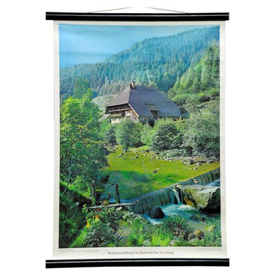 Black Forest House Landscape Scenery River Dam Wall Chart Poster-KJP-1155516