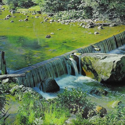 Black Forest House Landscape Scenery River Dam Wall Chart Poster-KJP-1155516