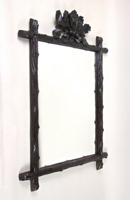 Black Forest Mirror with Oak Leaf Carvings, Austria, 1870s-TQA-1321961