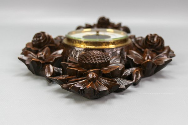 Black Forest Style Carved Walnut Barometer, Germany, 1920s-KEG-1721358