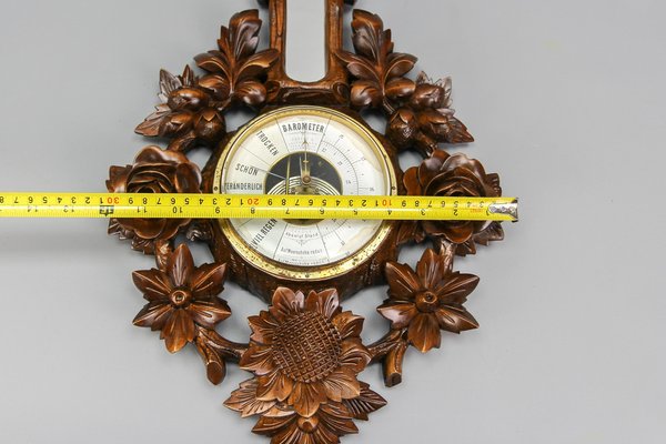 Black Forest Style Carved Walnut Barometer, Germany, 1920s-KEG-1721358