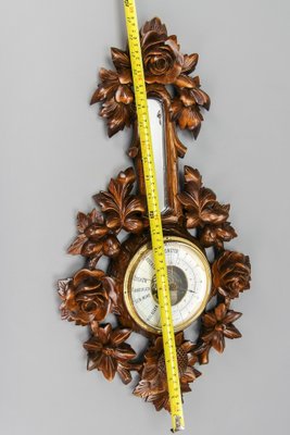 Black Forest Style Carved Walnut Barometer, Germany, 1920s-KEG-1721358