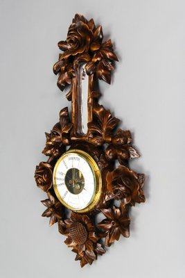 Black Forest Style Carved Walnut Barometer, Germany, 1920s-KEG-1721358