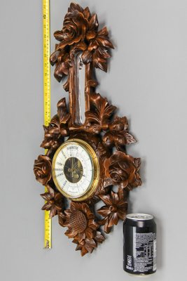 Black Forest Style Carved Walnut Barometer, Germany, 1920s-KEG-1721358