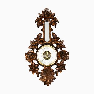 Black Forest Style Carved Walnut Barometer, Germany, 1920s-KEG-1721358