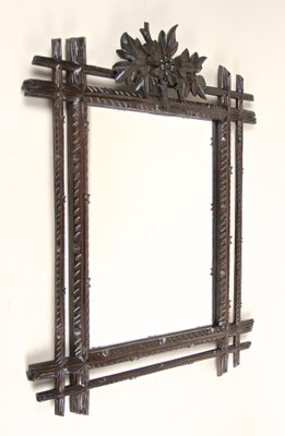 Black Forest Wall Mirror with Center Top Carving, Austria, 1890s-TQA-1322357