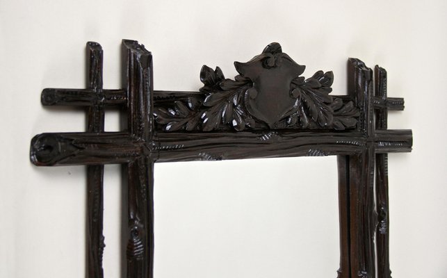 Black Forest Wall Mirror with Coat of Arms Carving, Austria, 1870s-TQA-1321962