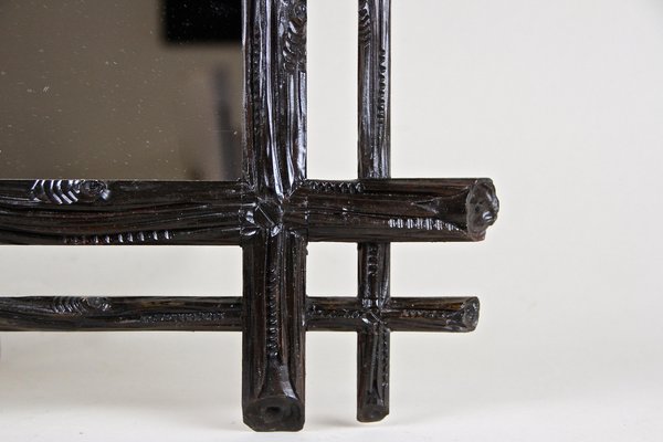 Black Forest Wall Mirror with Coat of Arms Carving, Austria, 1870s-TQA-1321962