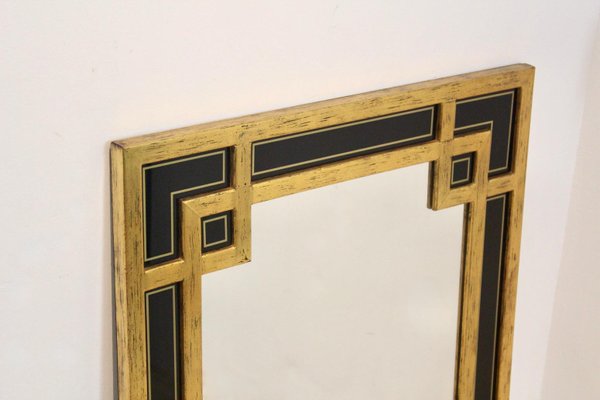 Black Glass & Giltwood Mirror from Deknudt, Belgium-MO-1158536