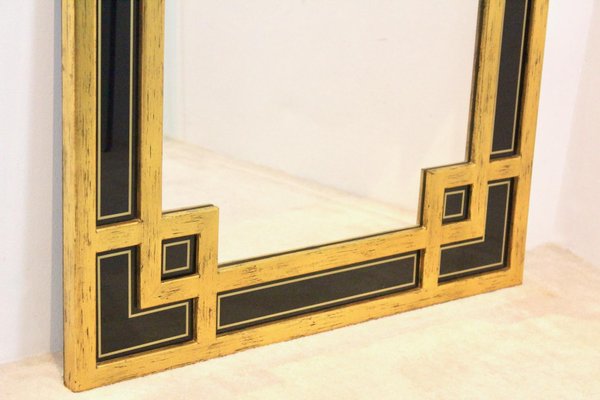 Black Glass & Giltwood Mirror from Deknudt, Belgium-MO-1158536