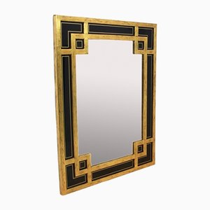 Black Glass & Giltwood Mirror from Deknudt, Belgium-MO-1158536