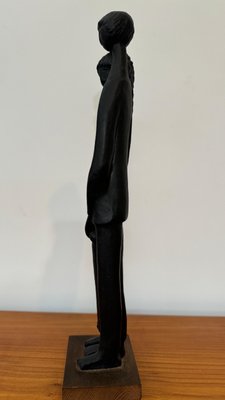 Black Glazed Sculpture Ceramic attributed to Elie Van Damme, Belgium, 1960s-KL-2028631