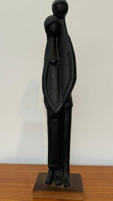 Black Glazed Sculpture Ceramic attributed to Elie Van Damme, Belgium, 1960s-KL-2028631