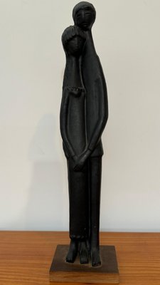 Black Glazed Sculpture Ceramic attributed to Elie Van Damme, Belgium, 1960s-KL-2028631