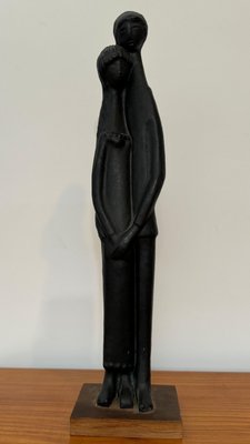 Black Glazed Sculpture Ceramic attributed to Elie Van Damme, Belgium, 1960s-KL-2028631