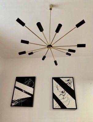 Black & Gold Sputnik Chandelier, 1960s-NUO-1289857