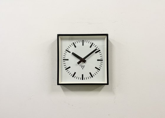 Black Industrial Square Wall Clock from Pragotron, 1970s-CGF-1703160