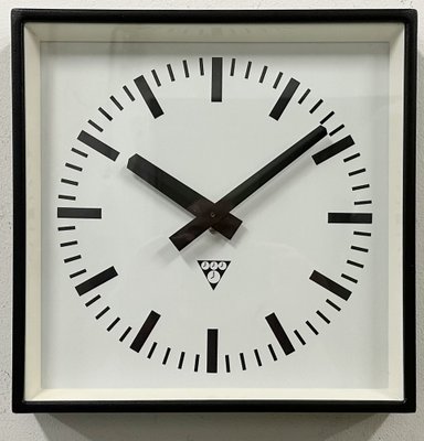 Black Industrial Square Wall Clock from Pragotron, 1970s-CGF-1703160