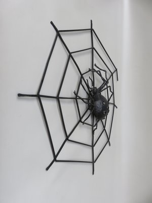 Black Iron Wall Decoration Spider, 1950s-EY-1107502