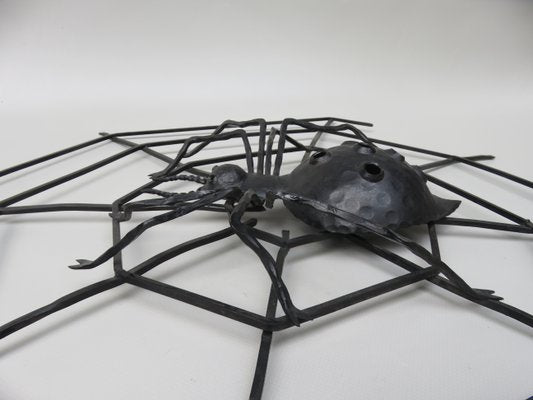 Black Iron Wall Decoration Spider, 1950s-EY-1107502