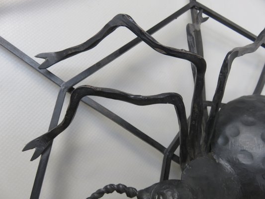 Black Iron Wall Decoration Spider, 1950s-EY-1107502