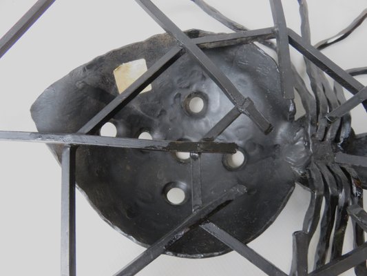 Black Iron Wall Decoration Spider, 1950s-EY-1107502