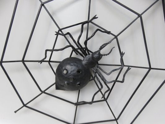 Black Iron Wall Decoration Spider, 1950s-EY-1107502