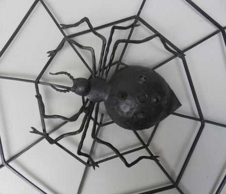 Black Iron Wall Decoration Spider, 1950s-EY-1107502