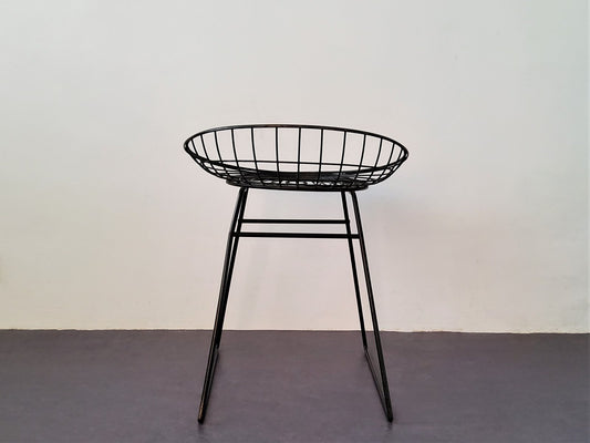 Black KM05 Wire Stool by Cees Braakman & Adriaan Dekker for Pastoe, 1960s