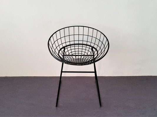 Black KM05 Wire Stool by Cees Braakman & Adriaan Dekker for Pastoe, 1960s-NV-1065240