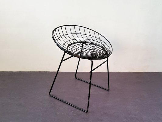 Black KM05 Wire Stool by Cees Braakman & Adriaan Dekker for Pastoe, 1960s-NV-1065240