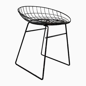 Black KM05 Wire Stool by Cees Braakman & Adriaan Dekker for Pastoe, 1960s-NV-1065240