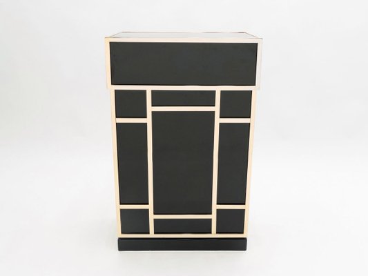 Black Lacquered Brass Bar Cabinets from Maison Jansen 1970s, Set of 2-YJA-893796