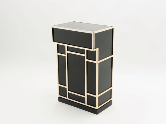 Black Lacquered Brass Bar Cabinets from Maison Jansen 1970s, Set of 2-YJA-893796