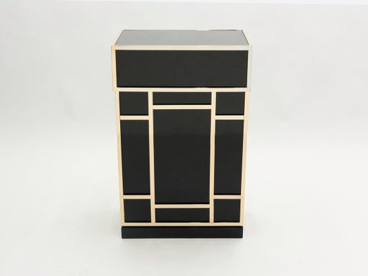 Black Lacquered Brass Bar Cabinets from Maison Jansen 1970s, Set of 2-YJA-893796