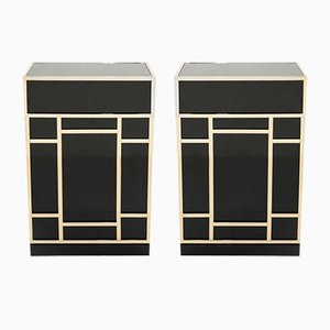 Black Lacquered Brass Bar Cabinets from Maison Jansen 1970s, Set of 2-YJA-893796