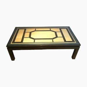 Black Lacquered Coffee Table, Egg and Blue Shell, 1960s-BA-1365709