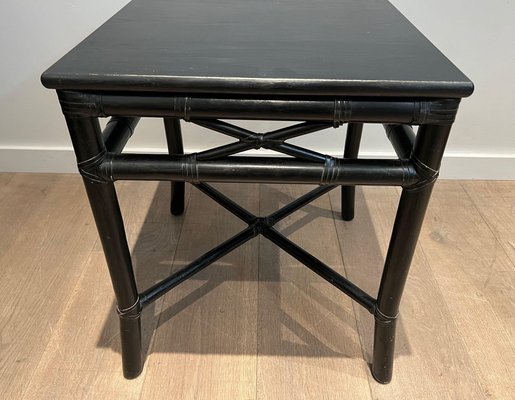 Black Lacquered Faux-Bamboo Side Tables, 1970s, Set of 2-BA-1612105