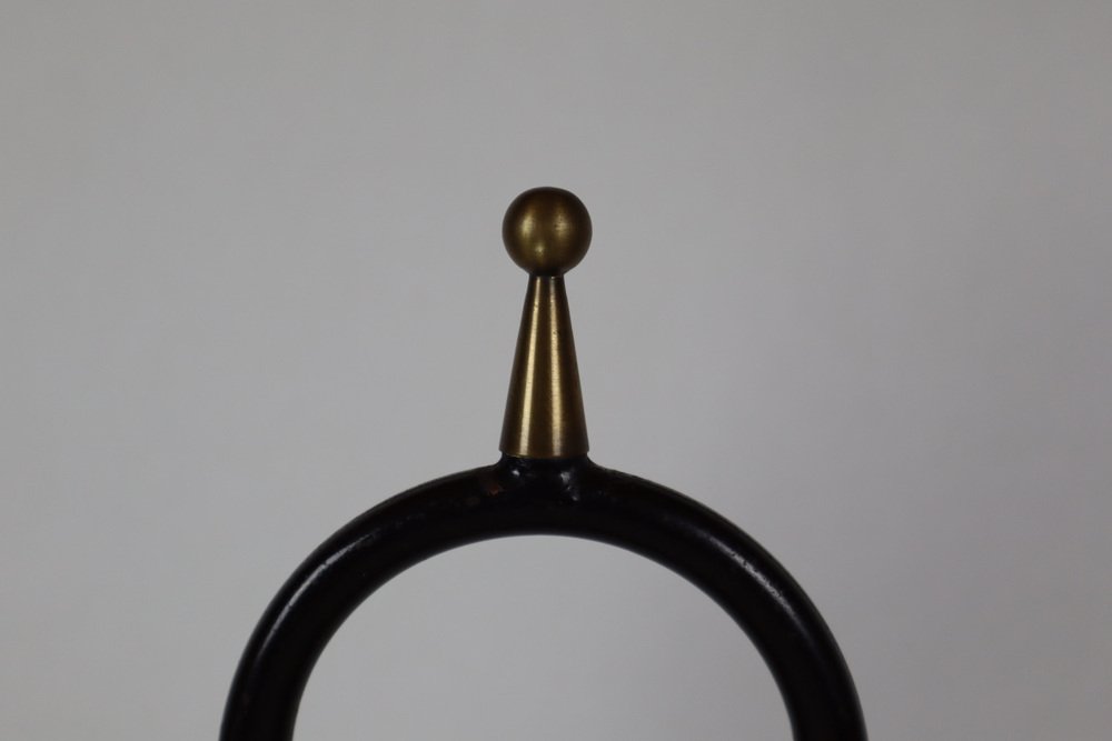 Black Lacquered Metal and Brass Floor Lamp from Maison Lunel, 1950s